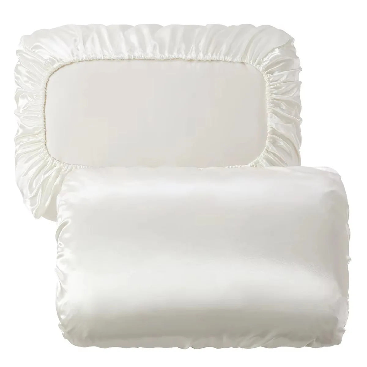 Silk Satin Bonnet Pillowcase 2 in 1 Anti-Frizz Hair Sleep Cap Soft Smooth Hair Care Bonnet Pillow Cover Queen Size 75X50Cm