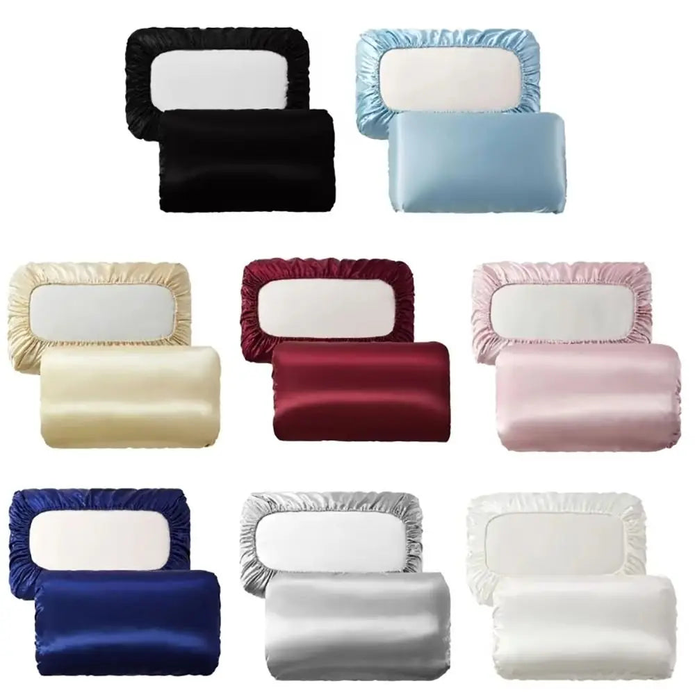 Silk Satin Bonnet Pillowcase 2 in 1 Anti-Frizz Hair Sleep Cap Soft Smooth Hair Care Bonnet Pillow Cover Queen Size 75X50Cm