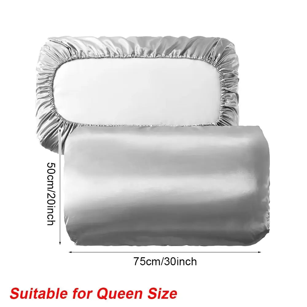 Silk Satin Bonnet Pillowcase 2 in 1 Anti-Frizz Hair Sleep Cap Soft Smooth Hair Care Bonnet Pillow Cover Queen Size 75X50Cm