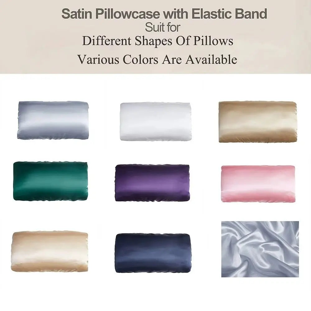 Silk Satin Bonnet Pillowcase 2 in 1 Anti-Frizz Hair Sleep Cap Soft Smooth Hair Care Bonnet Pillow Cover Queen Size 75X50Cm